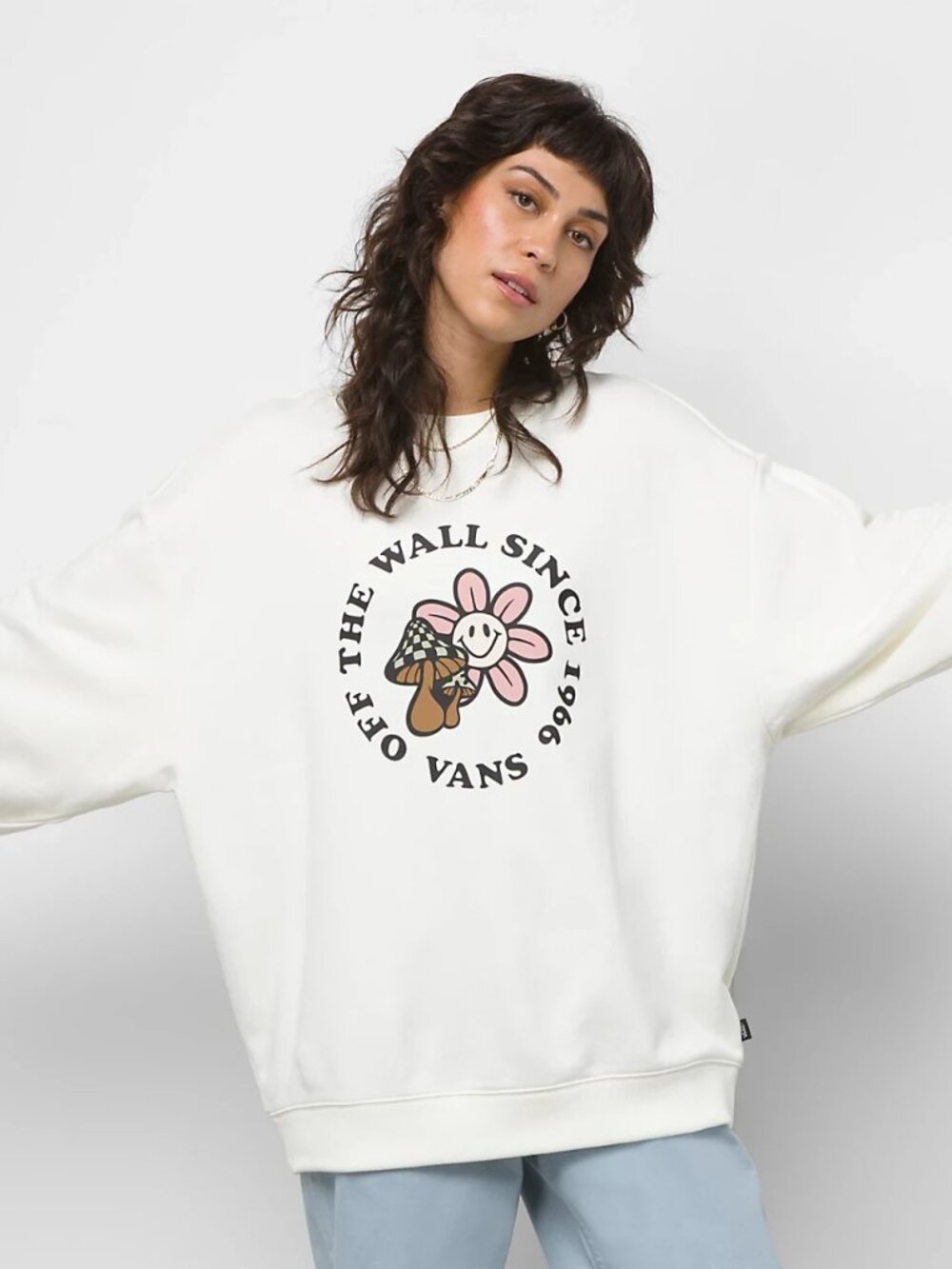 Vans Zen Vibes Oversized Crewneck Sweatshirt XS Relaxed Fit Graphic Pullover